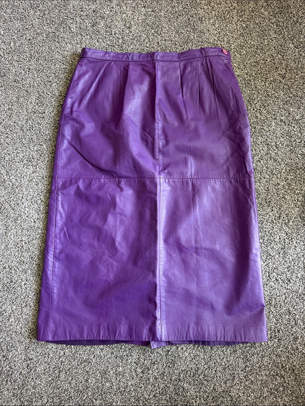 VTG 80s Avon Fashions Purple Leather Midi Pencil Skirt